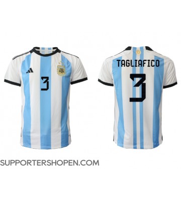 Argentina Nicolas Tagliafico #3 Hemma Matchtröja VM 2022 Kortärmad